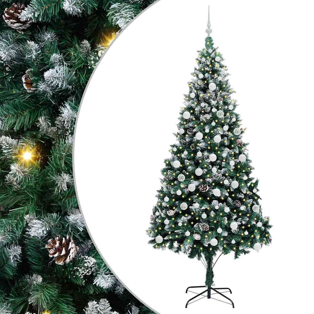 Kunstig juletre med 300 LED grønn 210 cm PVC og Stål og Plast