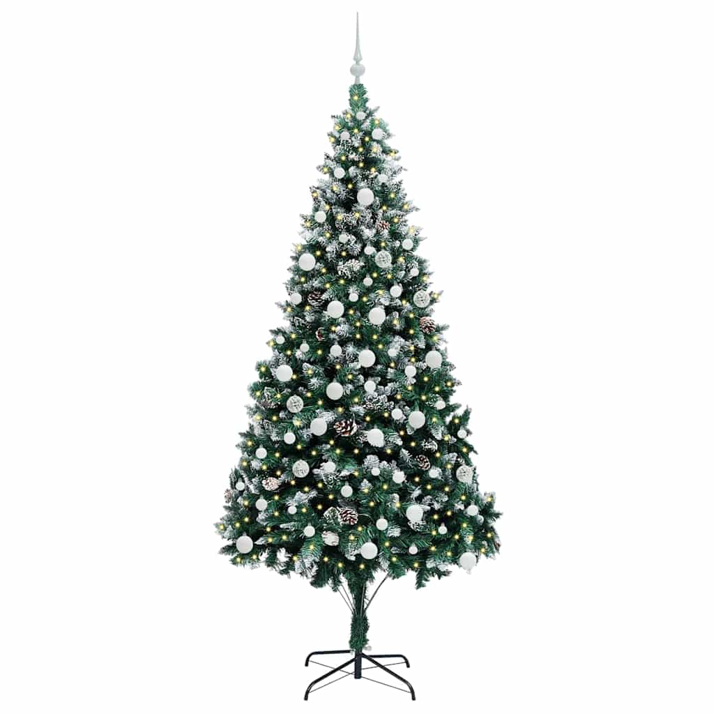 Kunstig juletre med 300 LED grønn 210 cm PVC og Stål og Plast