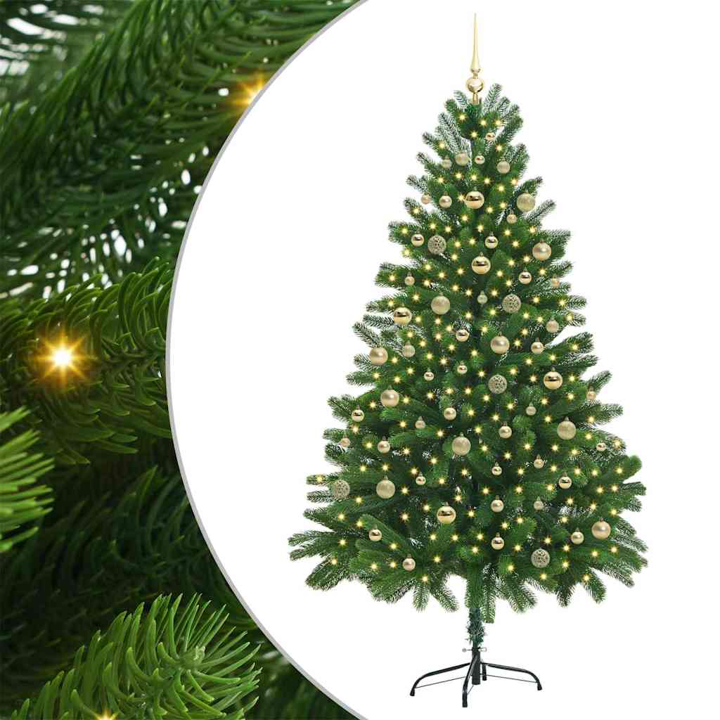 Kunstig juletre med 300 LED grønn 210 cm PVC og Stål og Plast