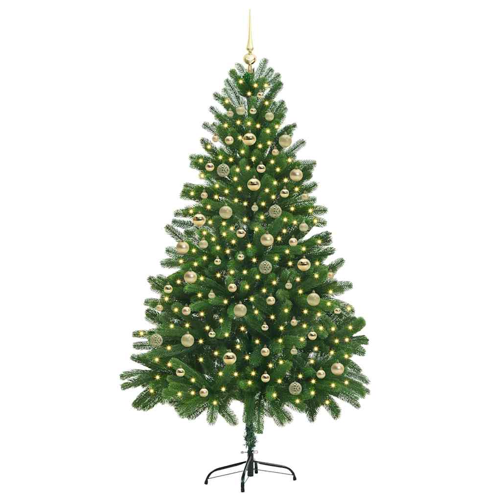 Kunstig juletre med 300 LED grønn 210 cm PVC og Stål og Plast