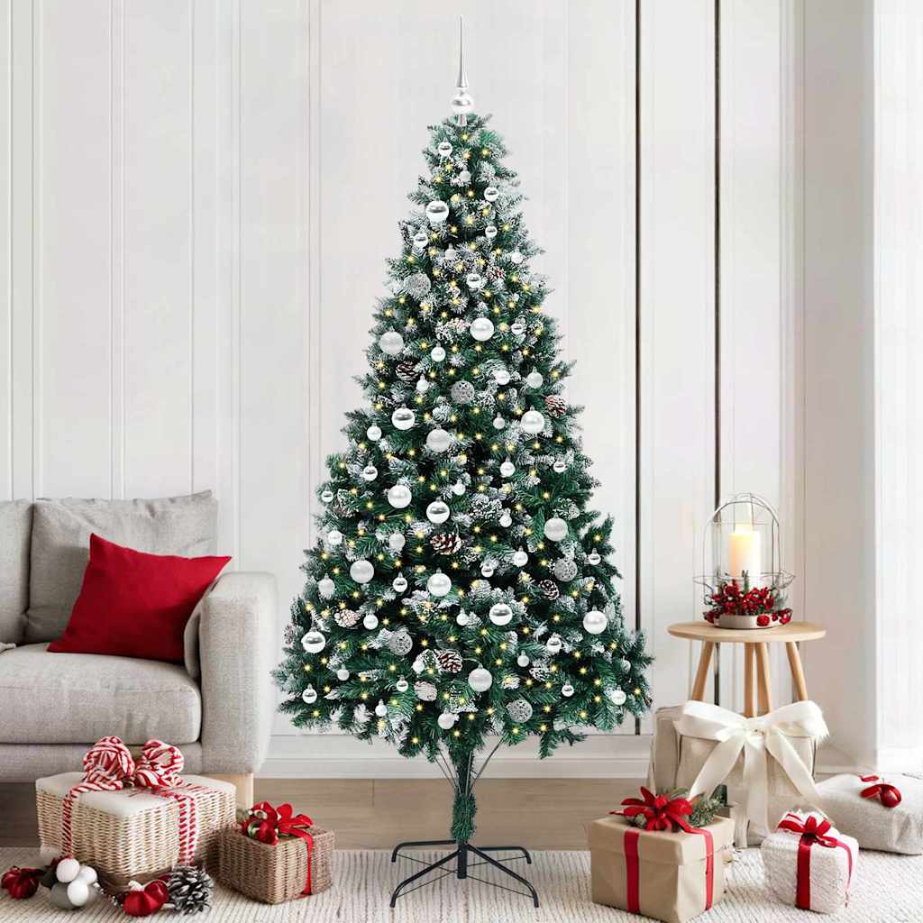 Kunstig juletre med 300 LED grønn 210 cm PVC og Stål og Plast