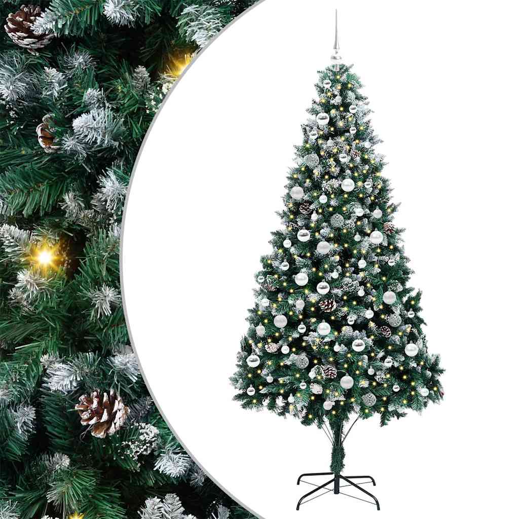 Kunstig juletre med 300 LED grønn 210 cm PVC og Stål og Plast