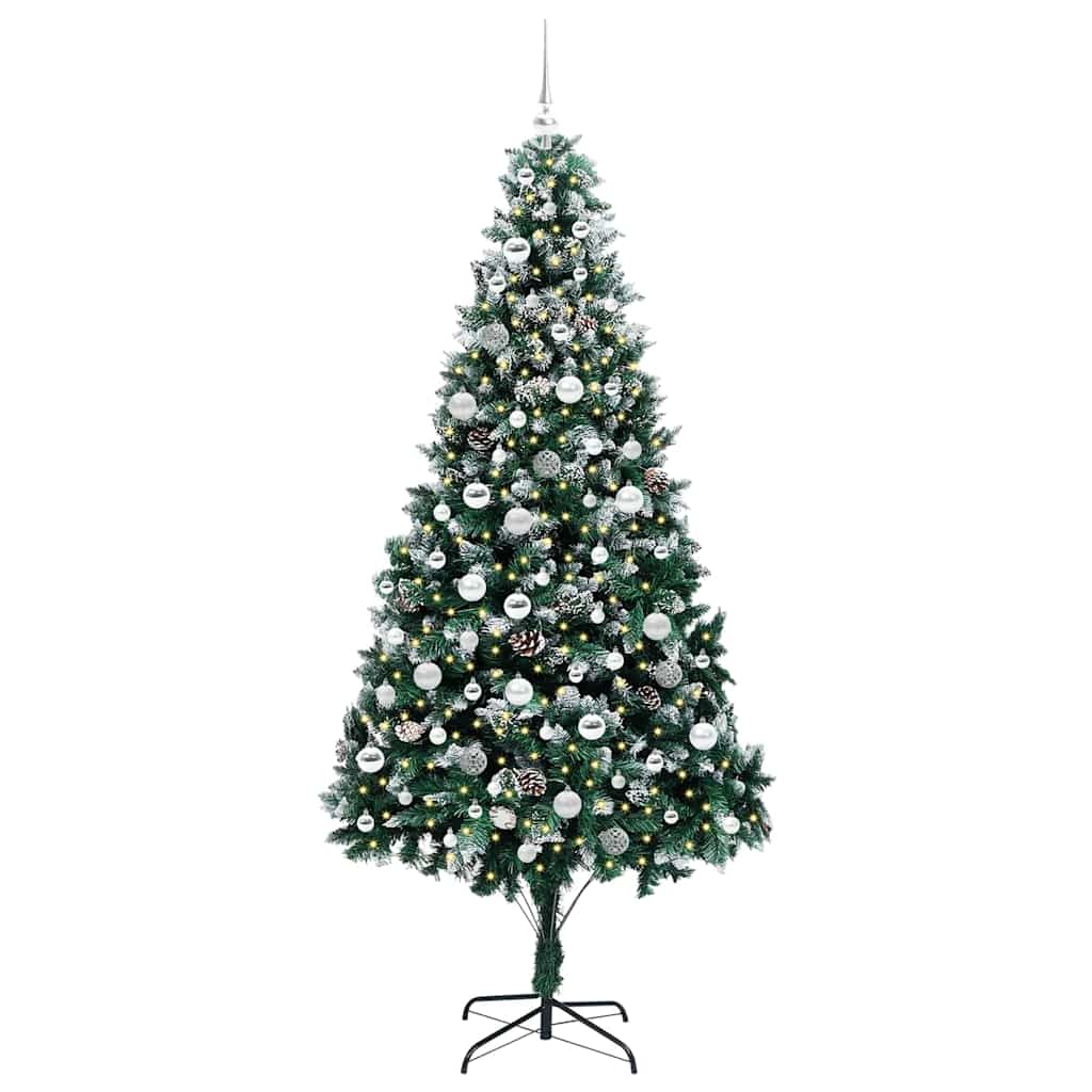 Kunstig juletre med 300 LED grønn 210 cm PVC og Stål og Plast