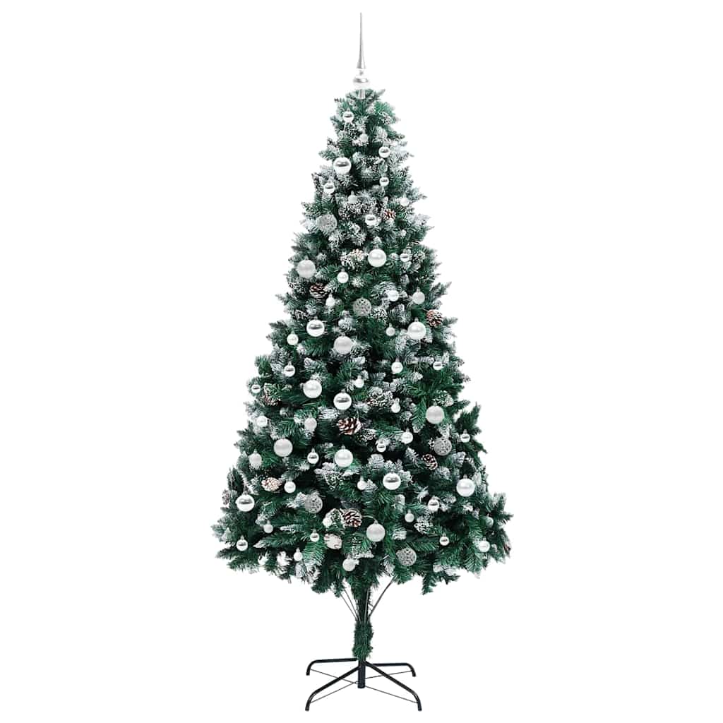 Kunstig juletre med 300 LED grønn 210 cm PVC og Stål og Plast