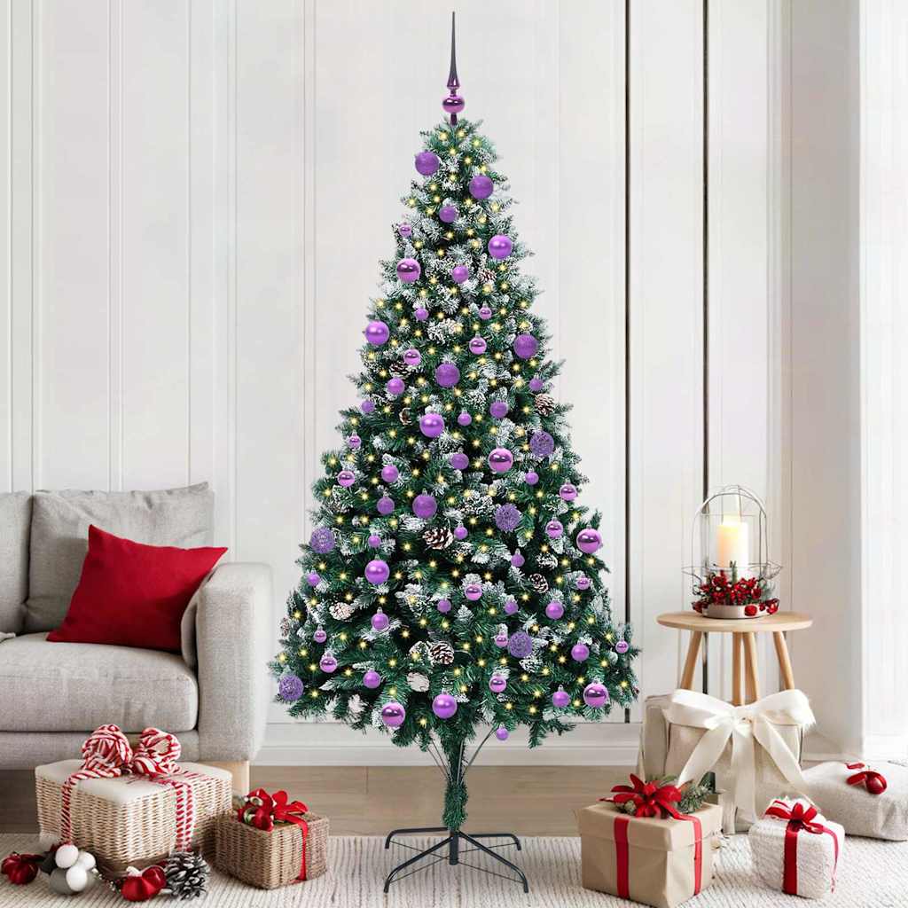 Kunstig juletre med 300 LED grønn 210 cm PVC og Stål og Plast
