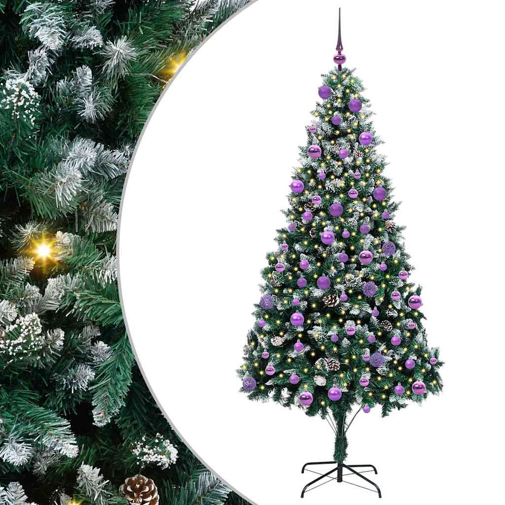 Kunstig juletre med 300 LED grønn 210 cm PVC og Stål og Plast