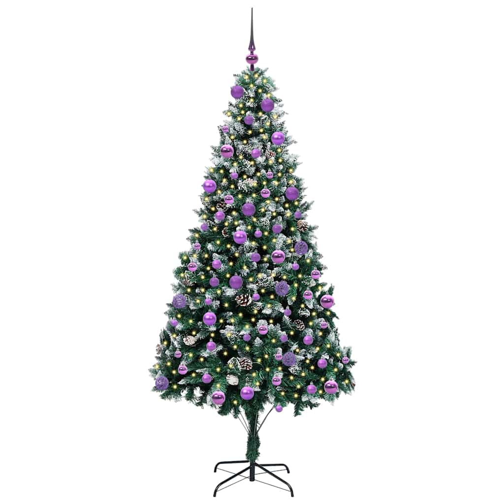 Kunstig juletre med 300 LED grønn 210 cm PVC og Stål og Plast