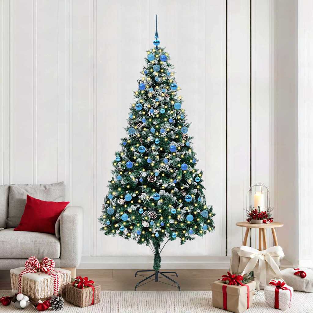 Kunstig juletre med 300 LED grønn 210 cm PVC og Stål og Plast