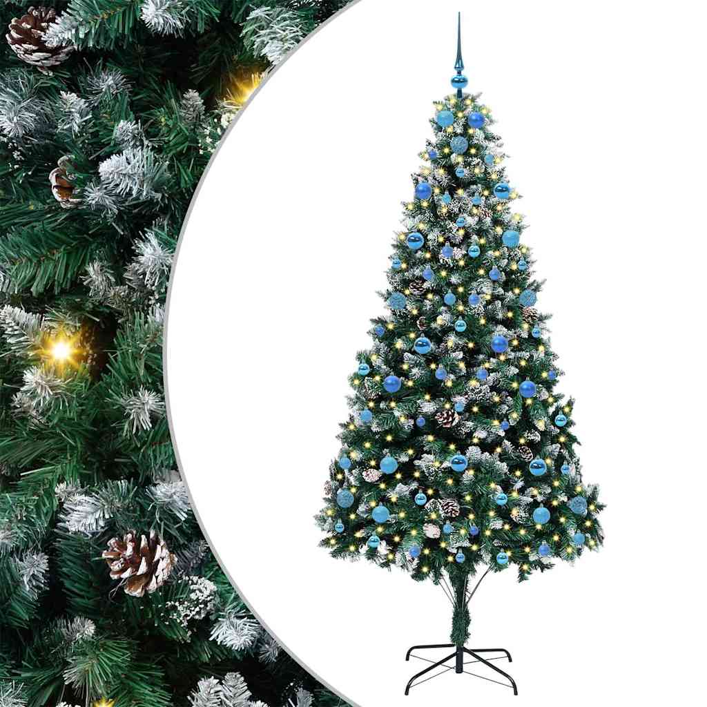 Kunstig juletre med 300 LED grønn 210 cm PVC og Stål og Plast