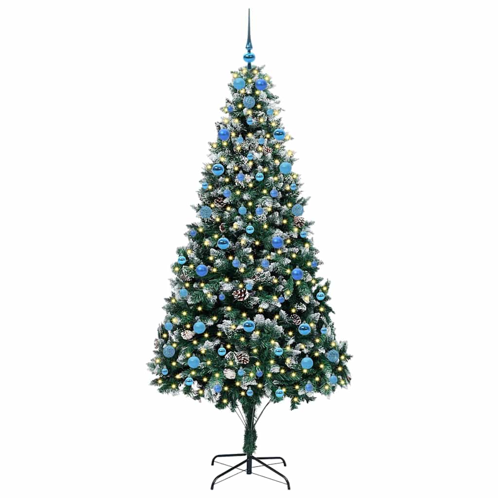 Kunstig juletre med 300 LED grønn 210 cm PVC og Stål og Plast
