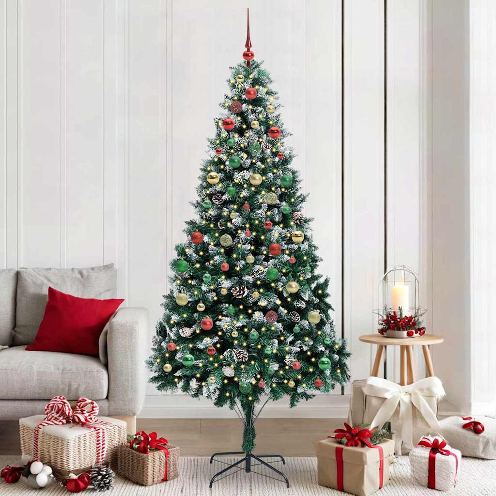 Kunstig juletre med 300 LED grønn 210 cm PVC og Stål og Plast