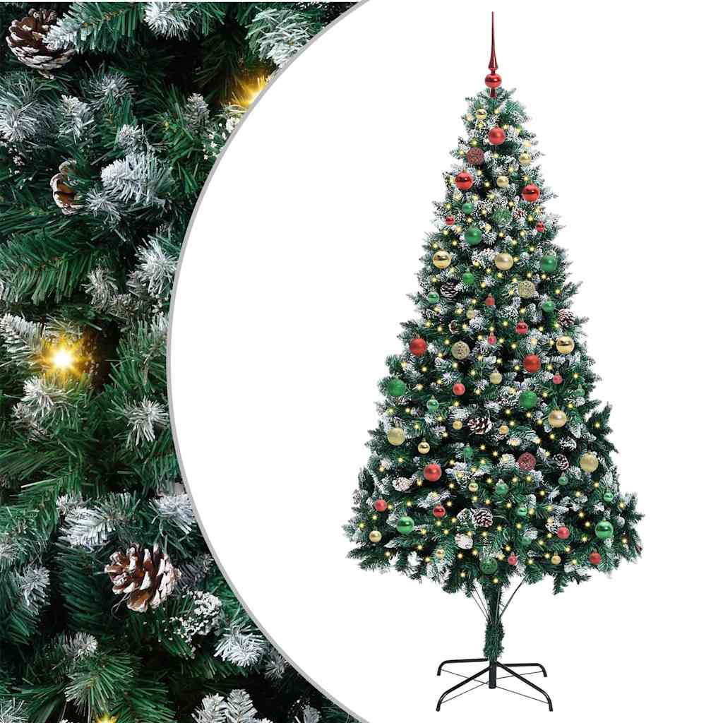 Kunstig juletre med 300 LED grønn 210 cm PVC og Stål og Plast