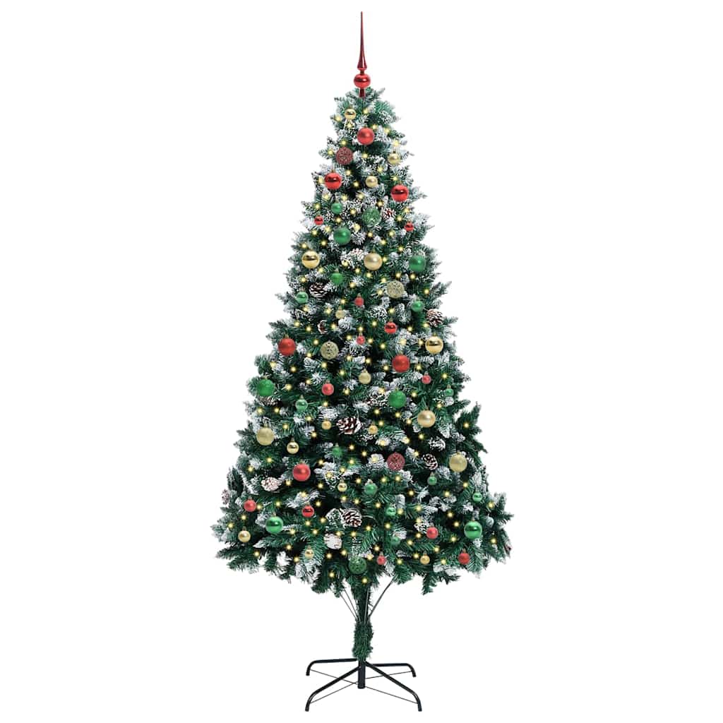 Kunstig juletre med 300 LED grønn 210 cm PVC og Stål og Plast