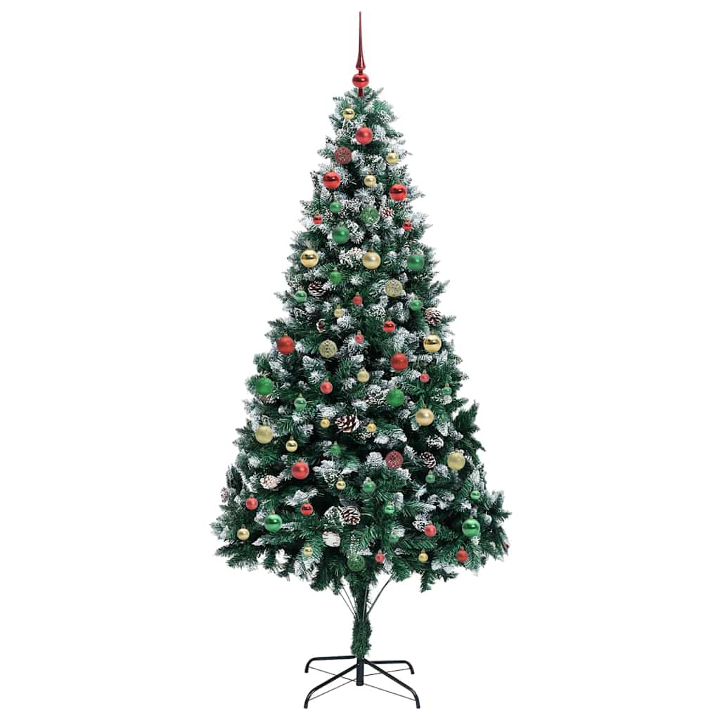 Kunstig juletre med 300 LED grønn 210 cm PVC og Stål og Plast