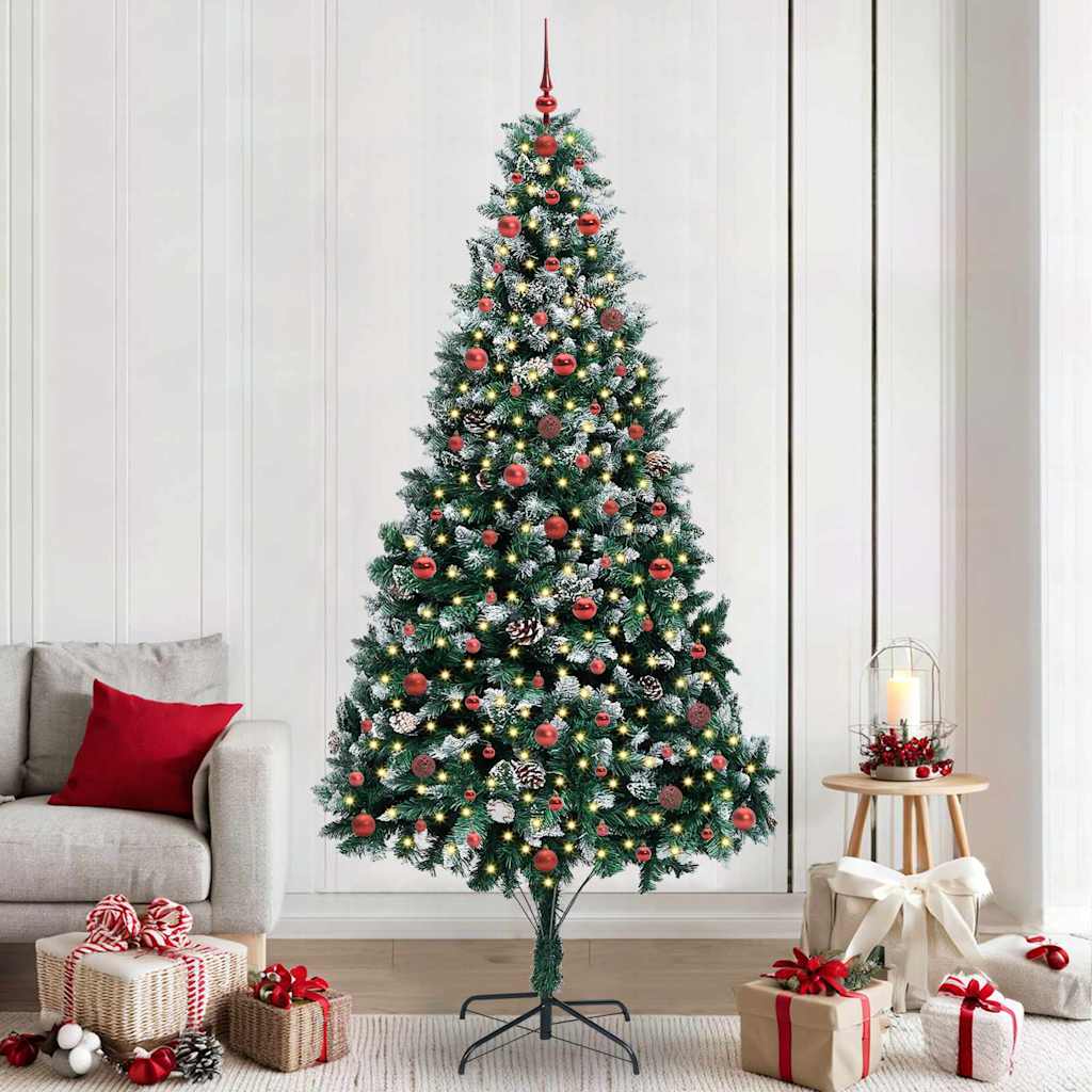 Kunstig juletre med 300 LED grønn 240 cm PVC og Stål og Plast