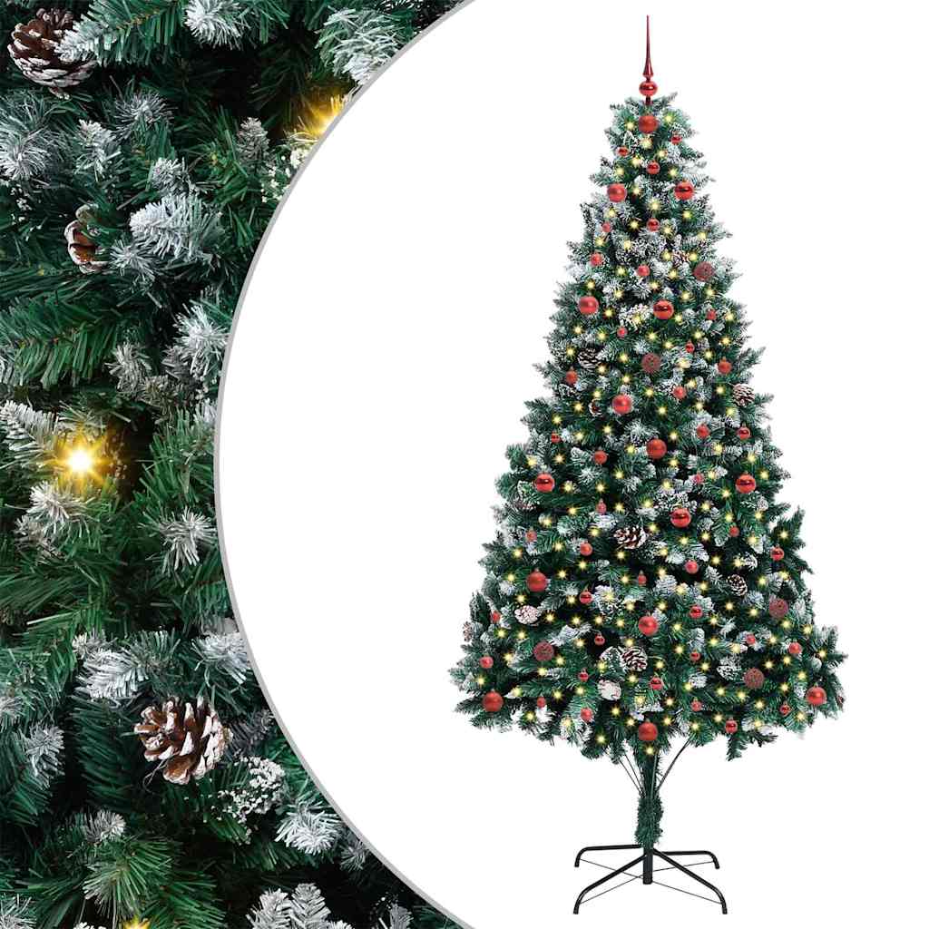 Kunstig juletre med 300 LED grønn 240 cm PVC og Stål og Plast