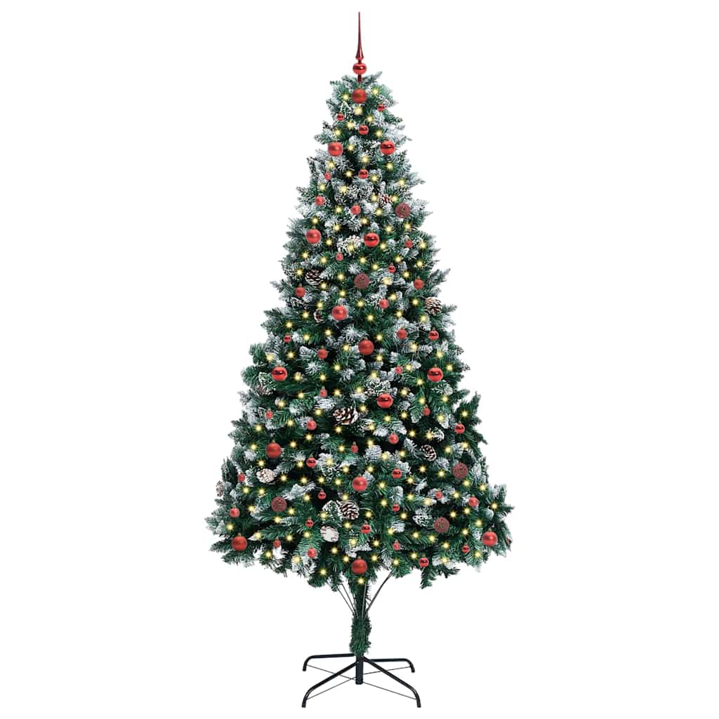 Kunstig juletre med 300 LED grønn 240 cm PVC og Stål og Plast