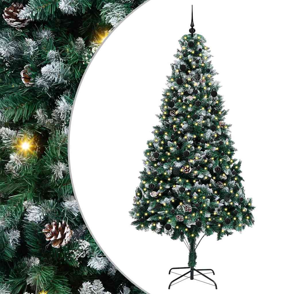 Kunstig juletre med 300 LED grønn 240 cm PVC og Stål og Plast