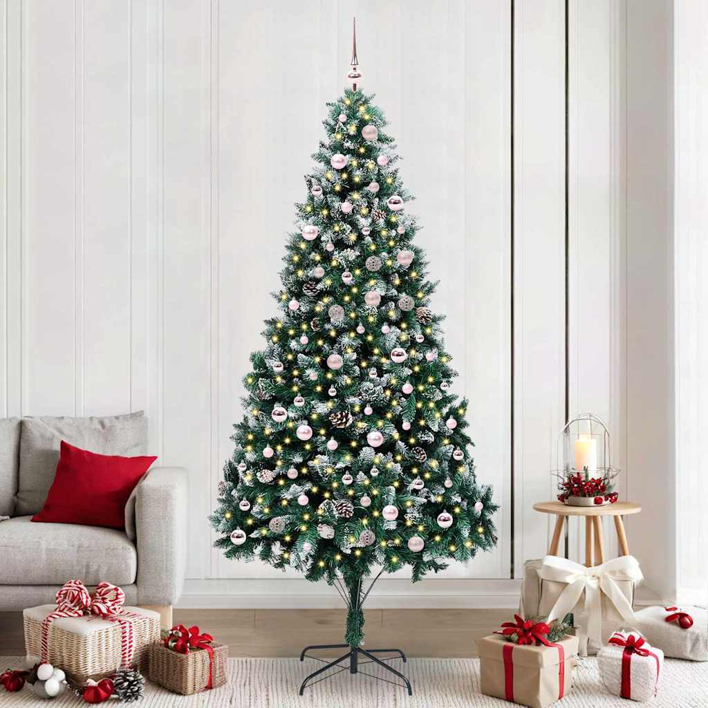 Kunstig juletre med 300 LED grønn 240 cm PVC og Stål og Plast