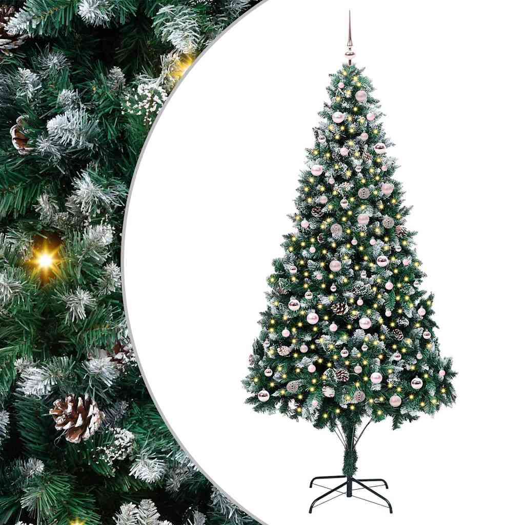 Kunstig juletre med 300 LED grønn 240 cm PVC og Stål og Plast