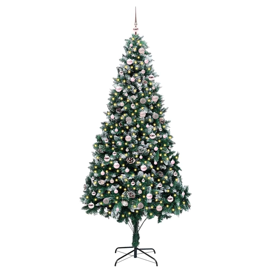 Kunstig juletre med 300 LED grønn 240 cm PVC og Stål og Plast