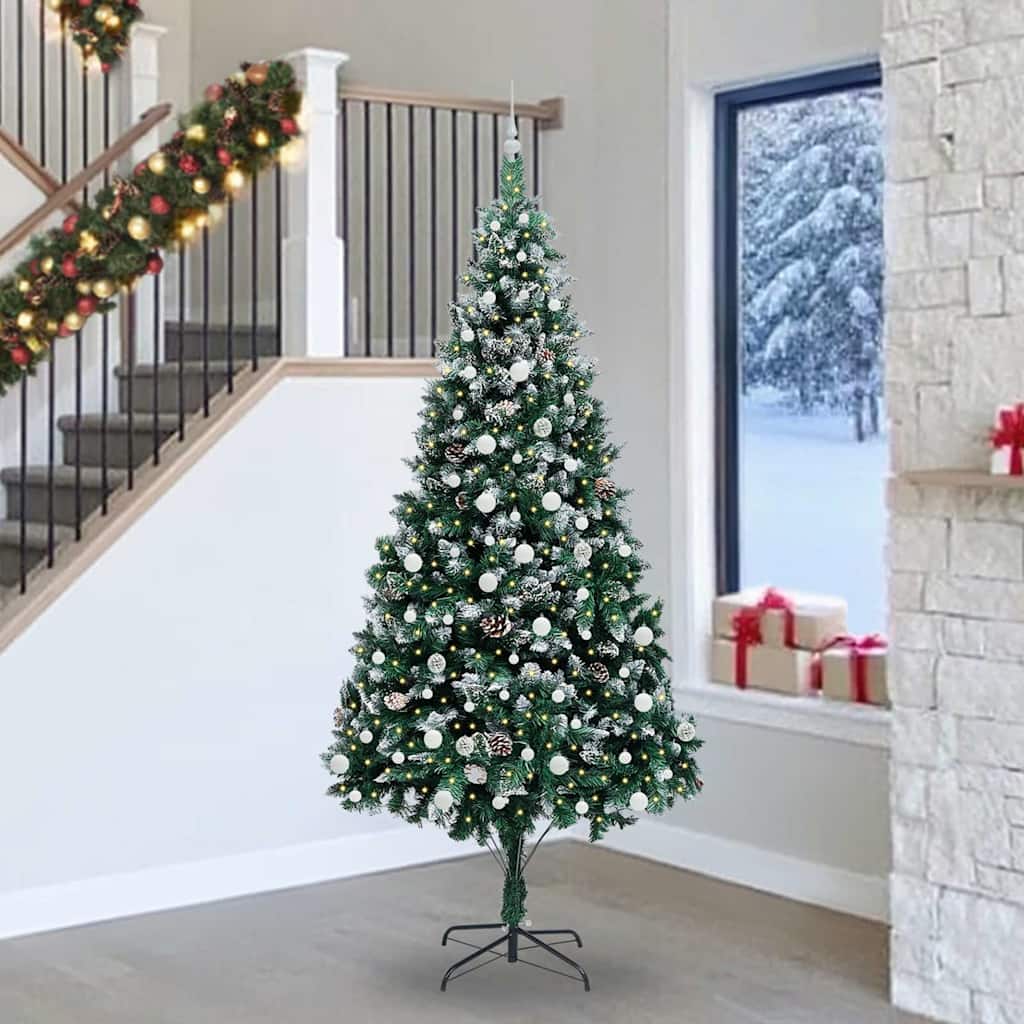 Kunstig juletre med 300 LED grønn 240 cm PVC og Stål og Plast
