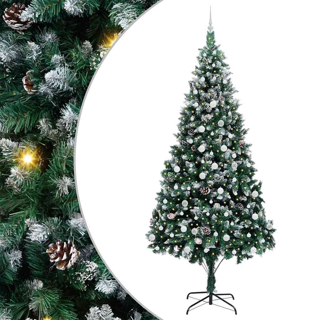 Kunstig juletre med 300 LED grønn 240 cm PVC og Stål og Plast