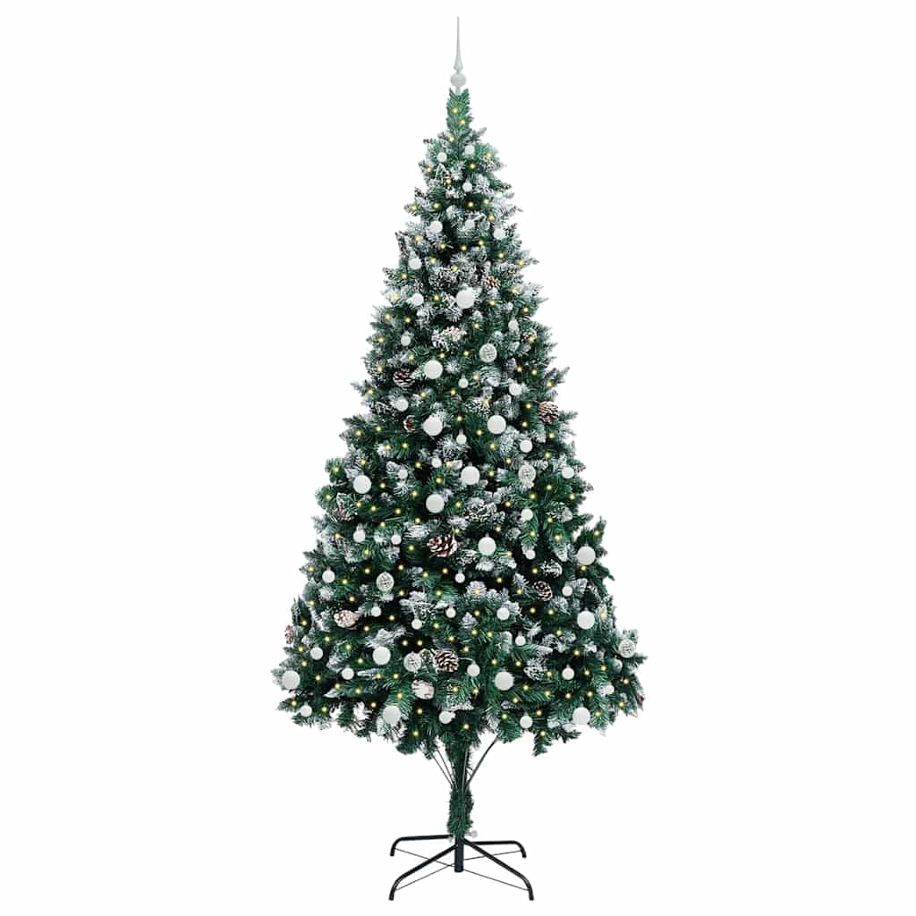 Kunstig juletre med 300 LED grønn 240 cm PVC og Stål og Plast