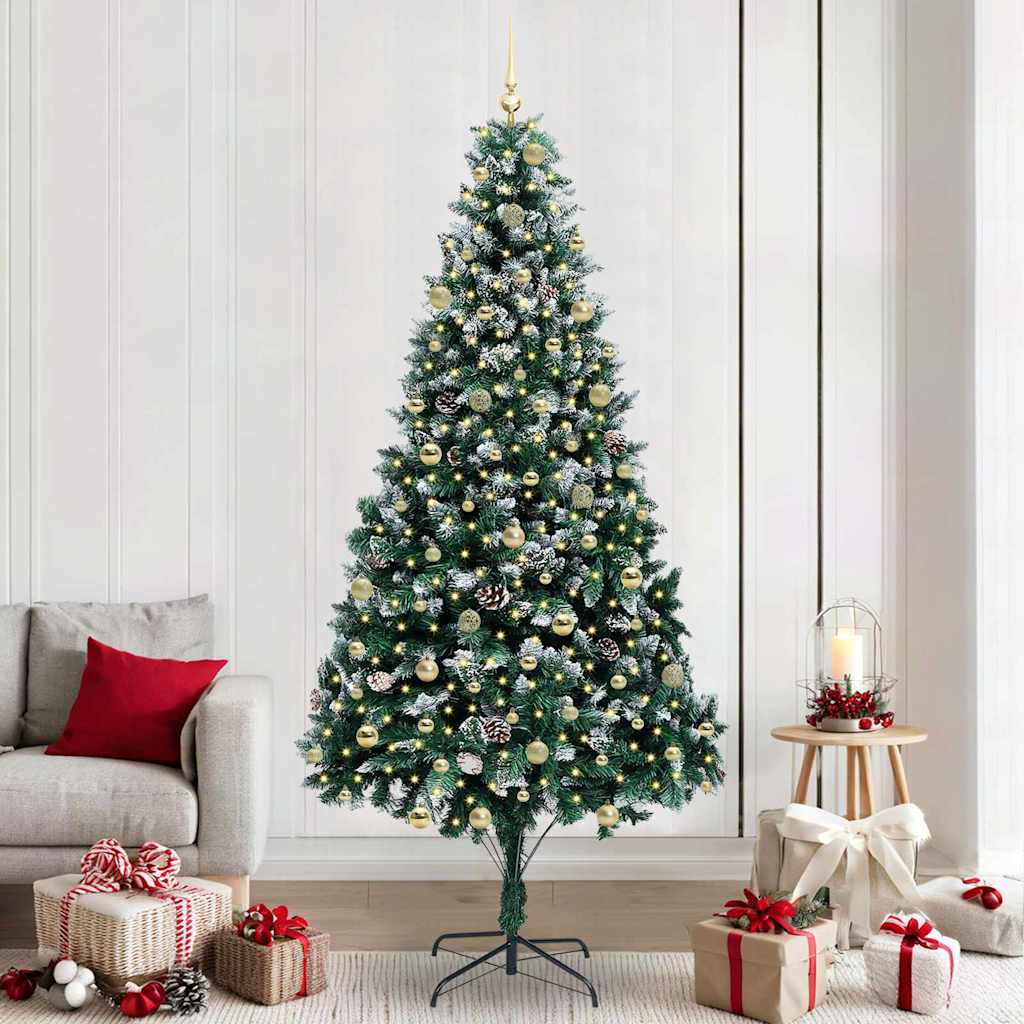 Kunstig juletre med 300 LED grønn 240 cm PVC og Stål og Plast