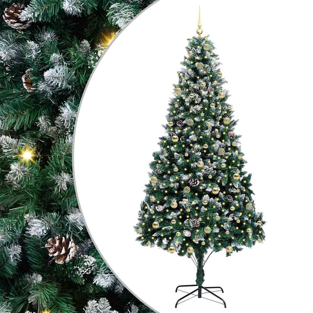 Kunstig juletre med 300 LED grønn 240 cm PVC og Stål og Plast