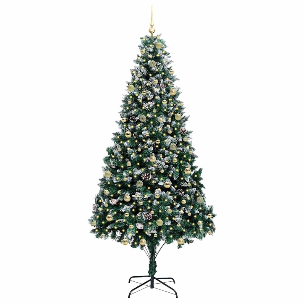 Kunstig juletre med 300 LED grønn 240 cm PVC og Stål og Plast