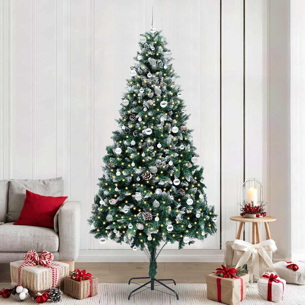 Kunstig juletre med 300 LED grønn 240 cm PVC og Stål og Plast