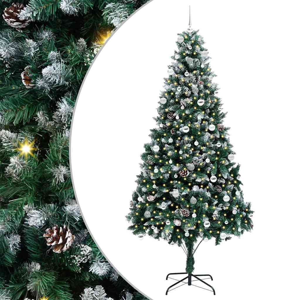 Kunstig juletre med 300 LED grønn 240 cm PVC og Stål og Plast