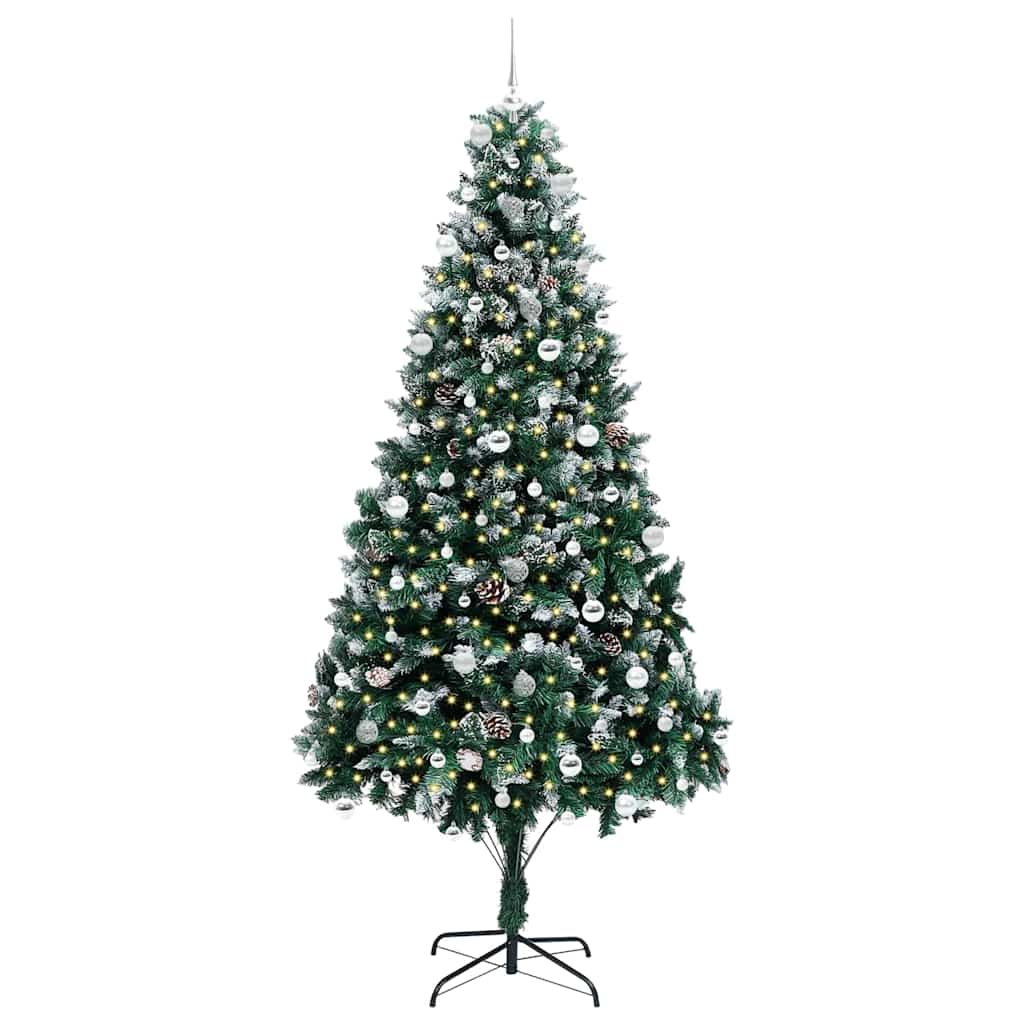 Kunstig juletre med 300 LED grønn 240 cm PVC og Stål og Plast