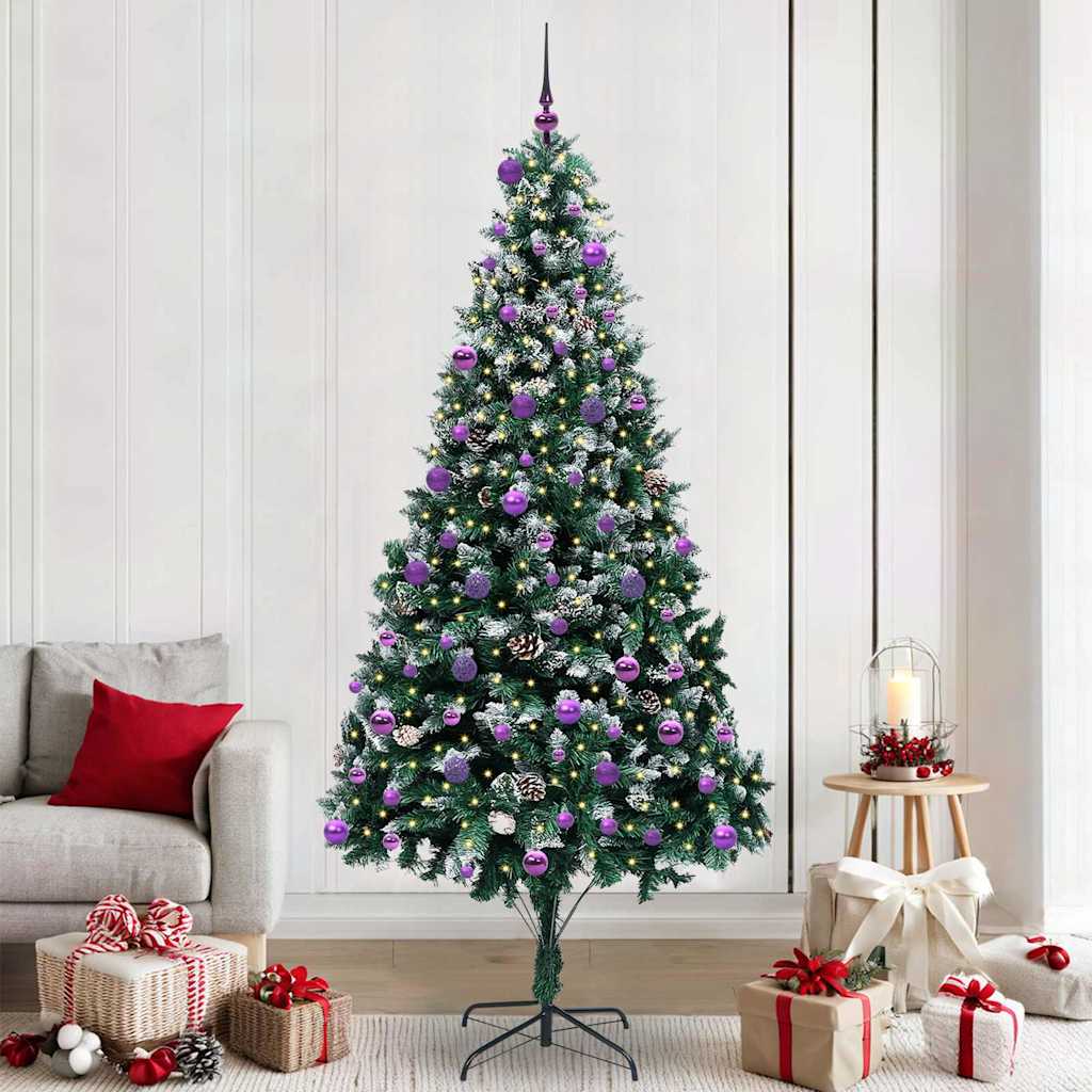 Kunstig juletre med 300 LED grønn 240 cm PVC og Stål og Plast