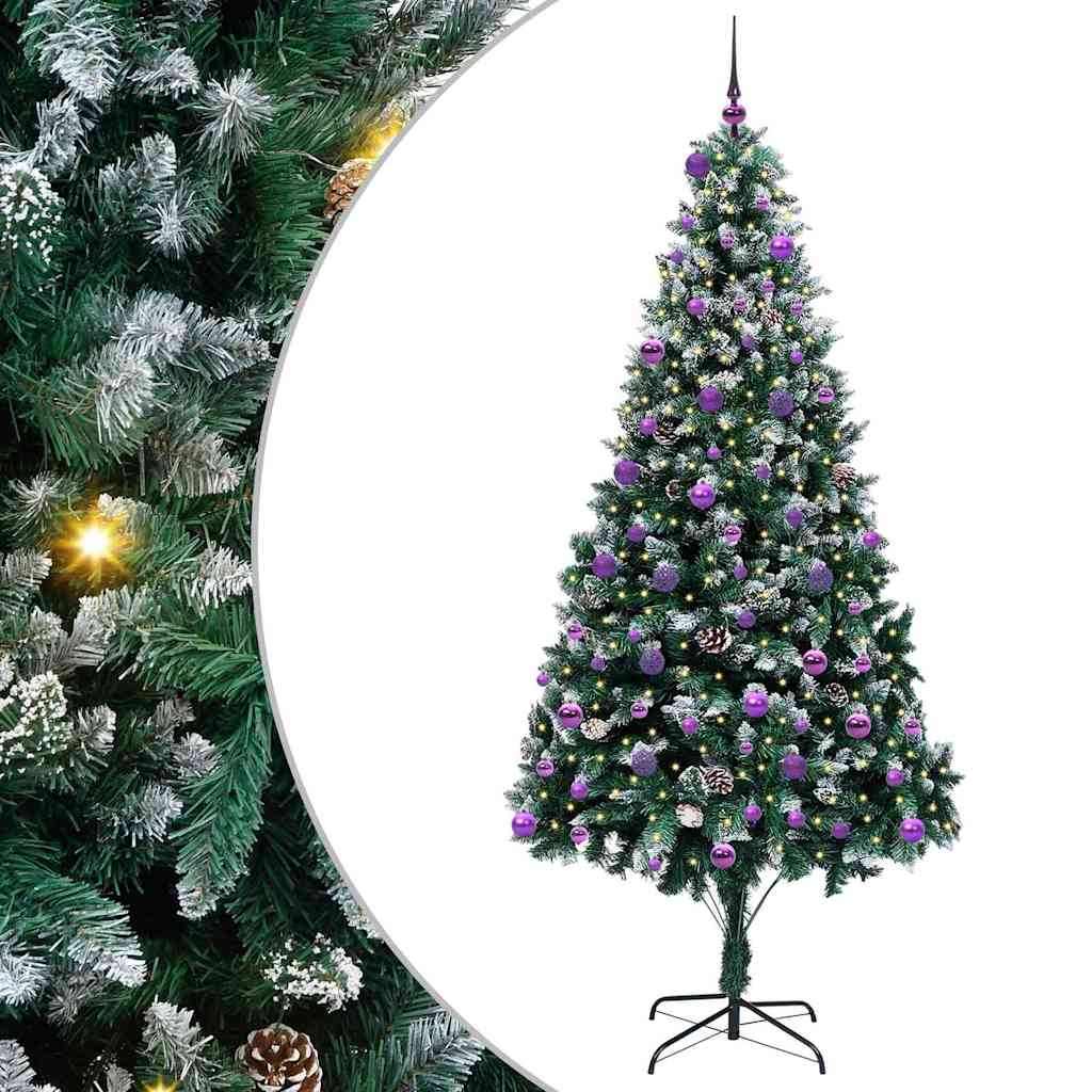 Kunstig juletre med 300 LED grønn 240 cm PVC og Stål og Plast