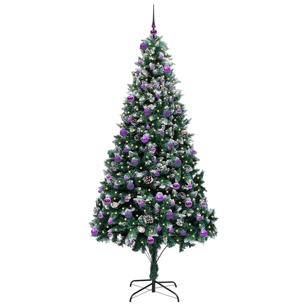 Kunstig juletre med 300 LED grønn 240 cm PVC og Stål og Plast