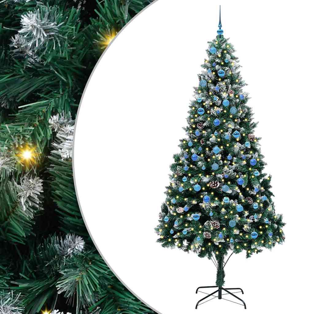 Kunstig juletre med 300 LED grønn 240 cm PVC og Stål og Plast
