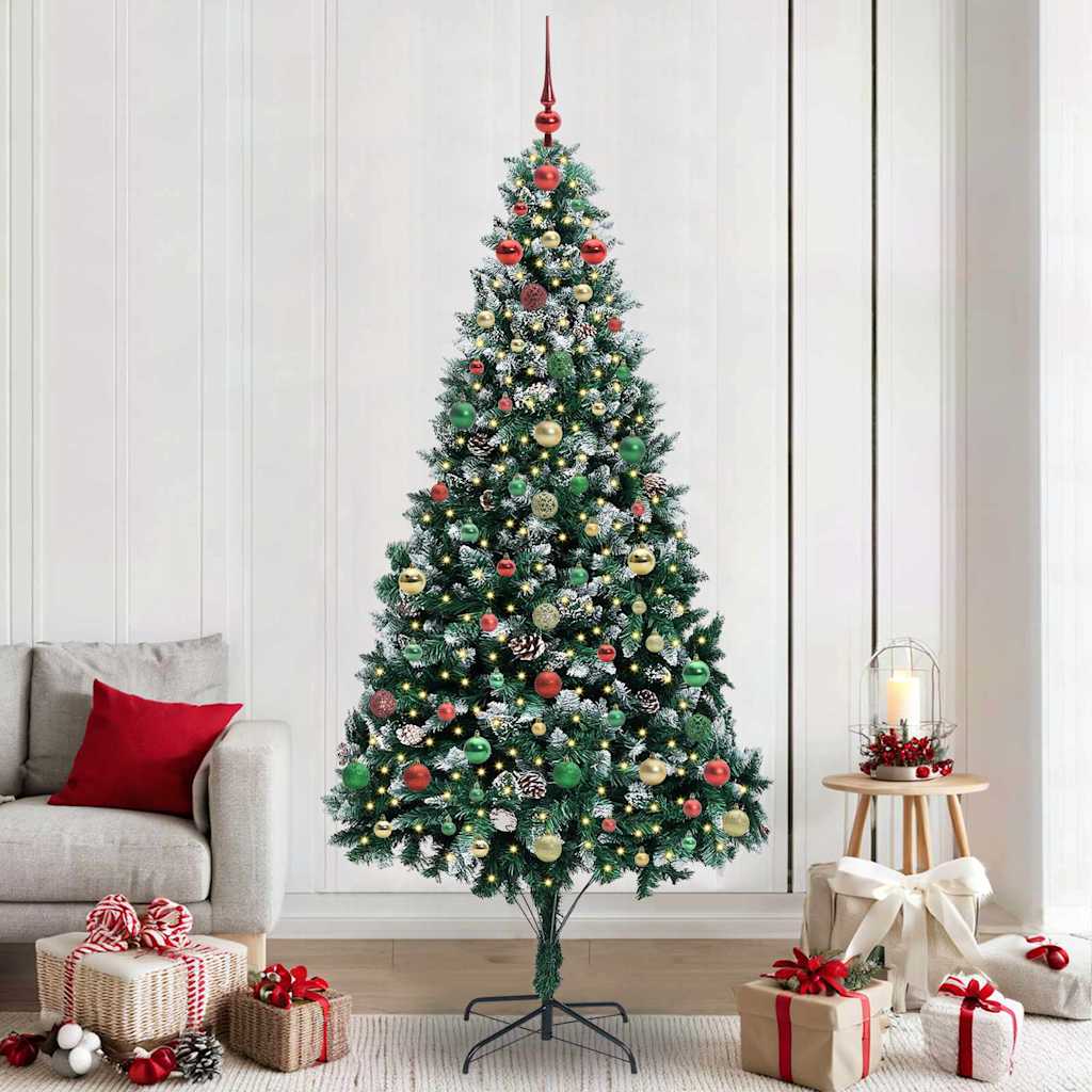 Kunstig juletre med 300 LED grønn 240 cm PVC og Stål og Plast