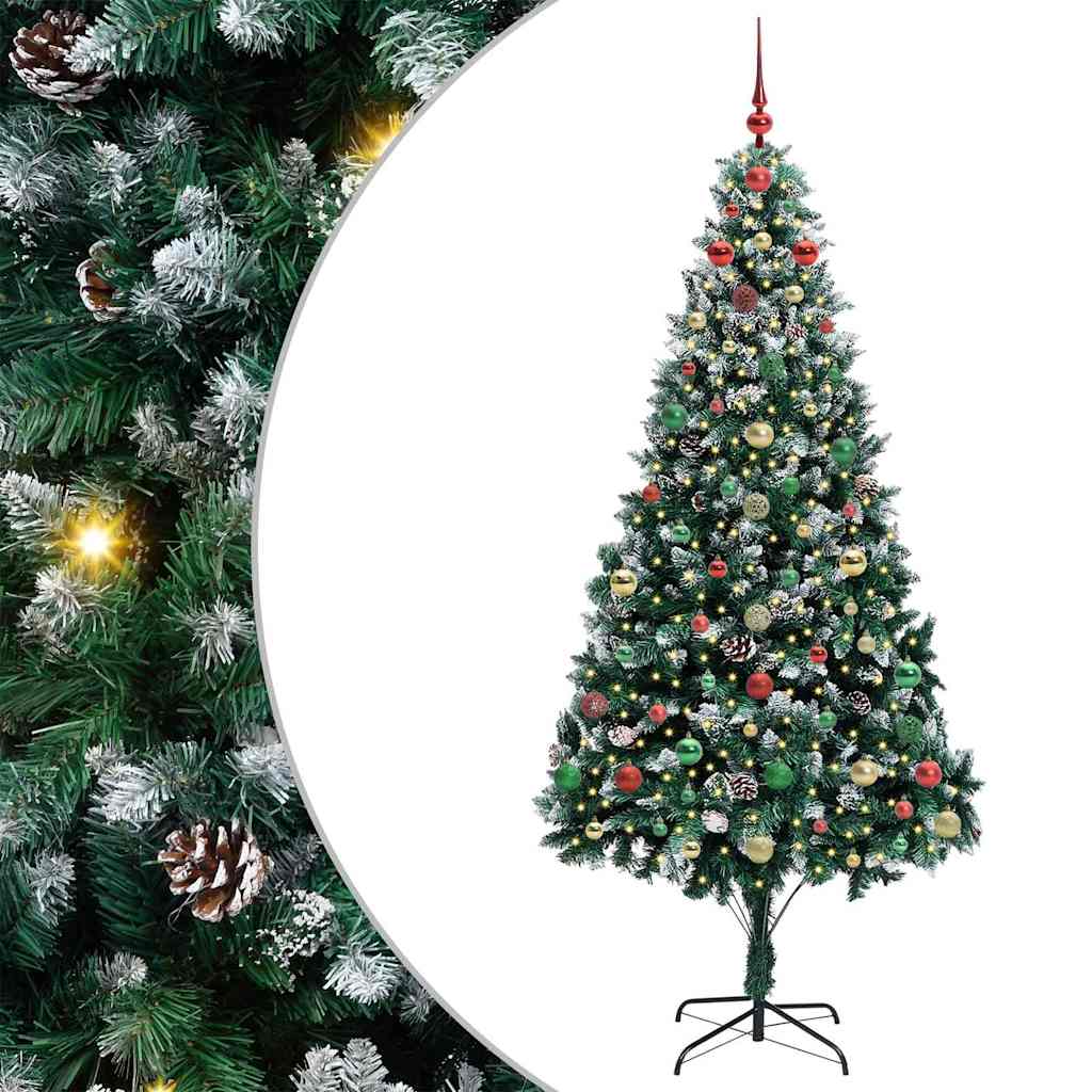 Kunstig juletre med 300 LED grønn 240 cm PVC og Stål og Plast