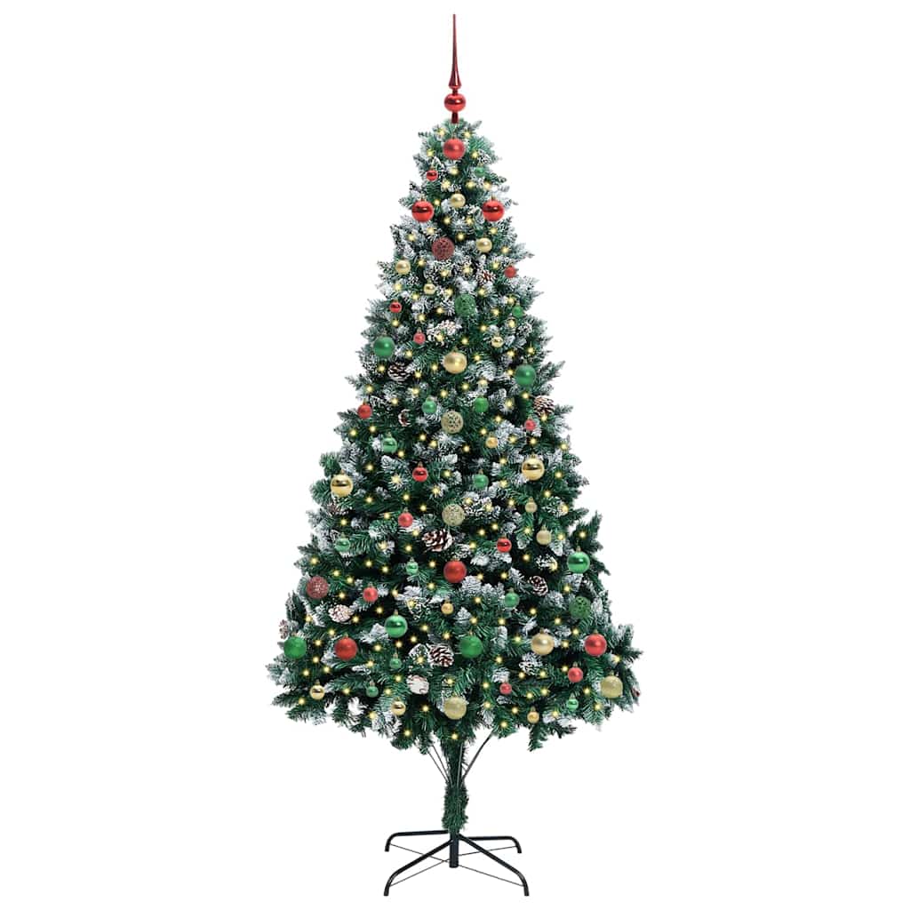 Kunstig juletre med 300 LED grønn 240 cm PVC og Stål og Plast
