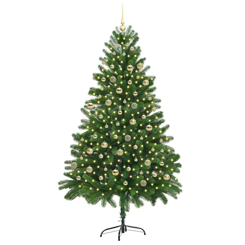 Juletre med 300 LED med stativ grønn 210 cm PE