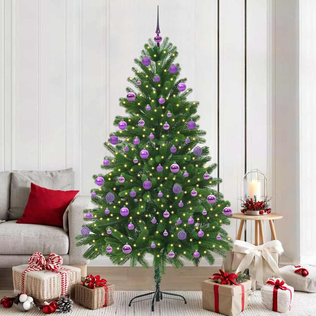 Juletre med 300 LED med stativ grønn 210 cm PE