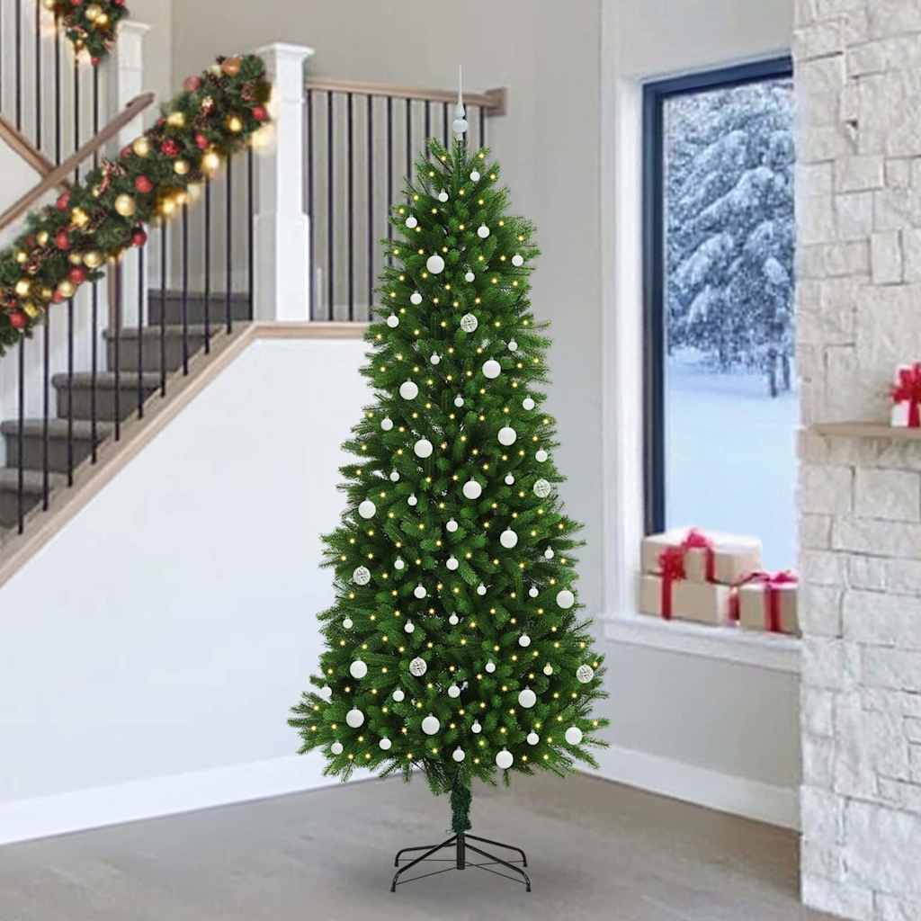 Juletre med 300 LED med stativ grønn 240 cm PE