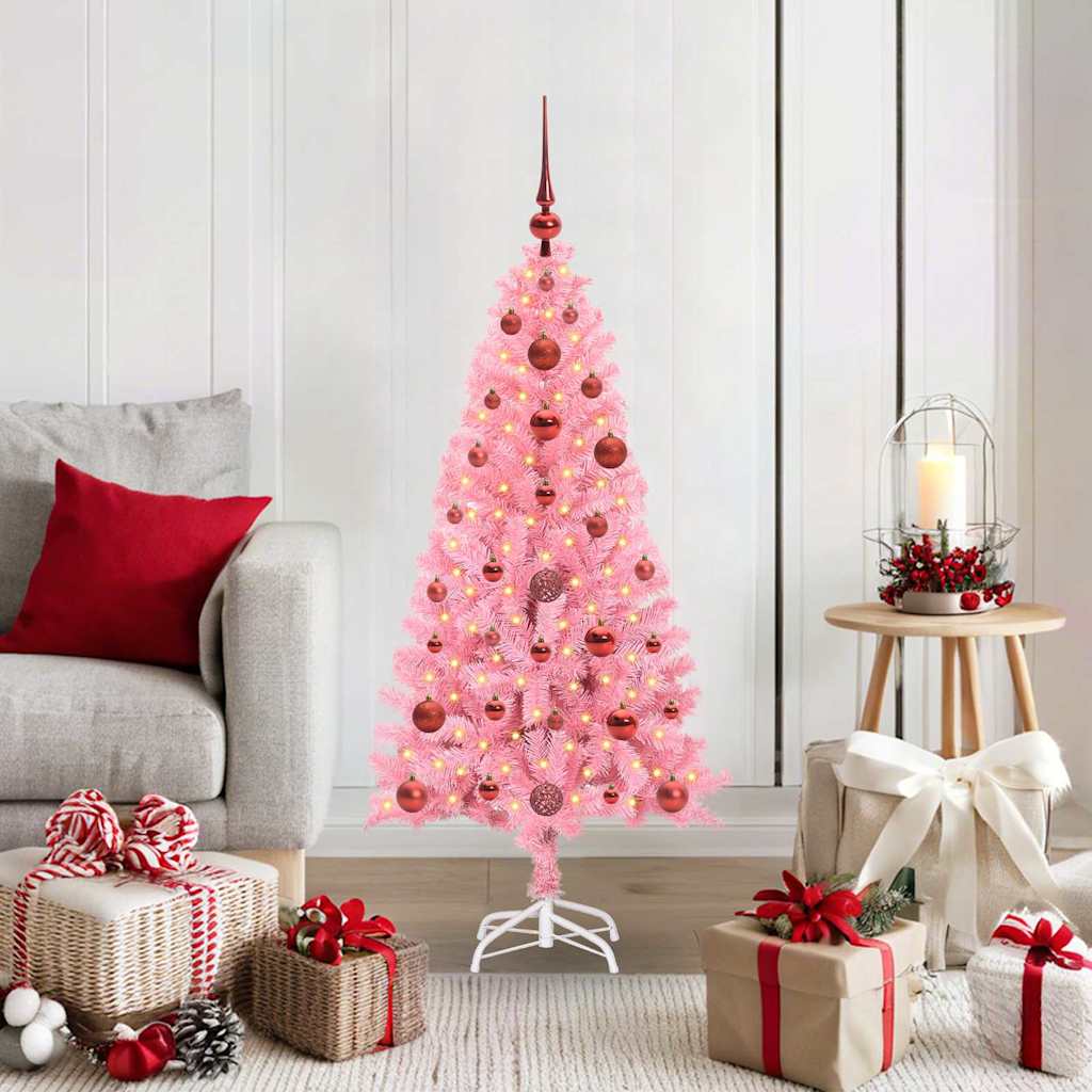 Juletre med 150 LED med stativ Rosa 120 cm PVC vidaXL