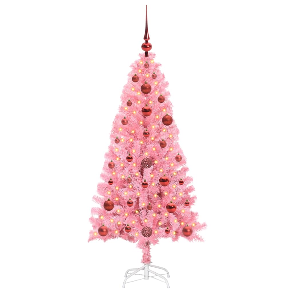 Juletre med 150 LED med stativ Rosa 120 cm PVC vidaXL