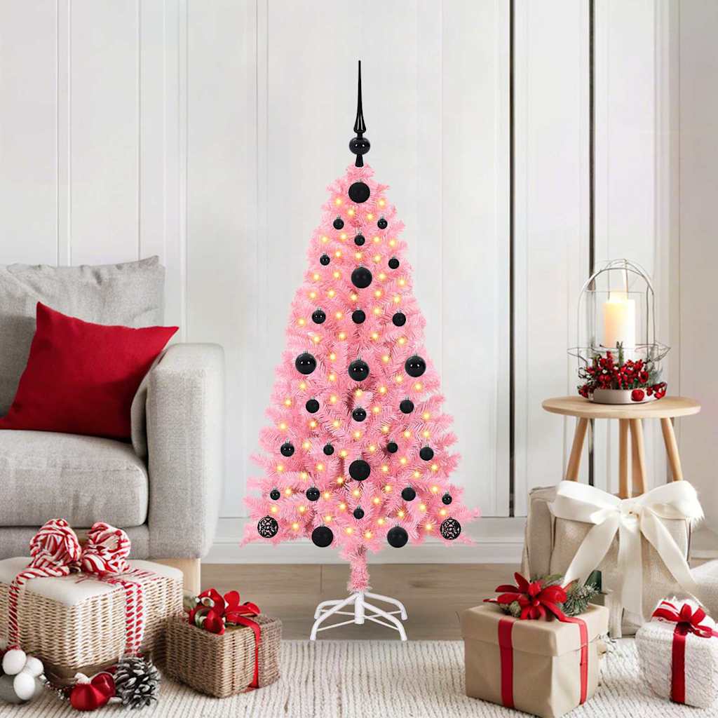 Juletre med 150 LED med stativ Rosa 120 cm PVC
