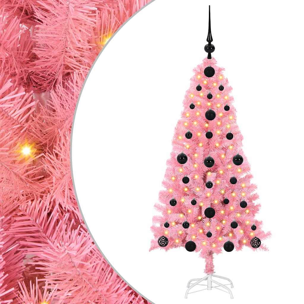 Juletre med 150 LED med stativ Rosa 120 cm PVC
