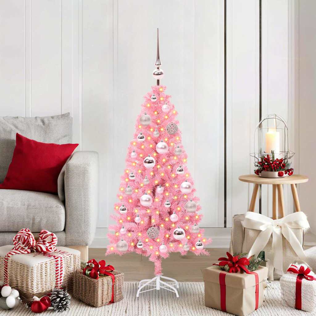 Juletre med 150 LED med stativ Rosa 120 cm PVC vidaXL