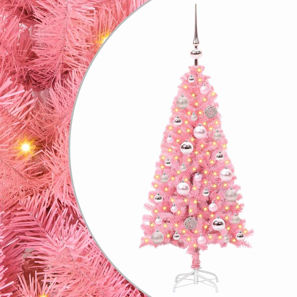 Juletre med 150 LED med stativ Rosa 120 cm PVC